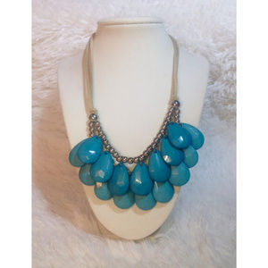 Double Strand Faux Turquoise Statement Necklace